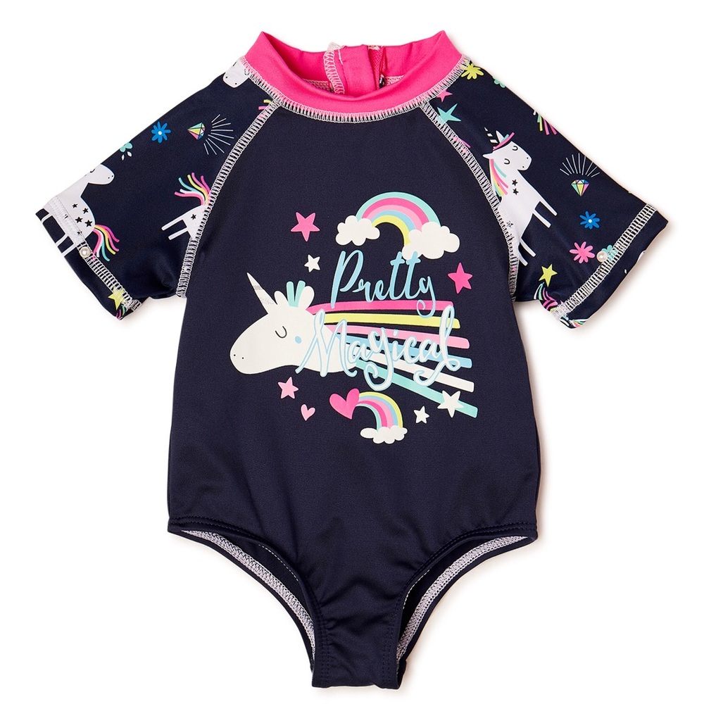 Wippette Baby Girls One-Piece Rash guards Swimsuit 0-6 Months - Picture 1 of 9